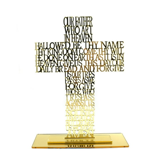 CIYISON Acrylic Priest Father Scriptures for Cross with Stand Religious Church Standing Crucifix Catholic Prayer Relics Ornament