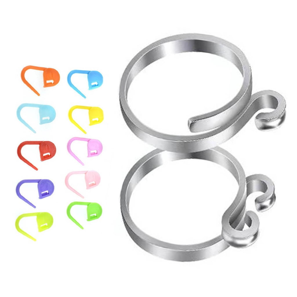 Loop Ring With Thread CIYISON Adjustable Knitting Crochet Loop Rings with Stiching Marker ...