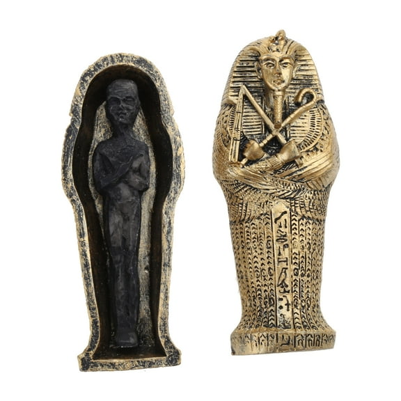 CIYISON Ancient Egyptian Resin Coffin with Mummy Insert Figurine Egypt Pharaoh Statue Miniature Craft Collectible Decoration