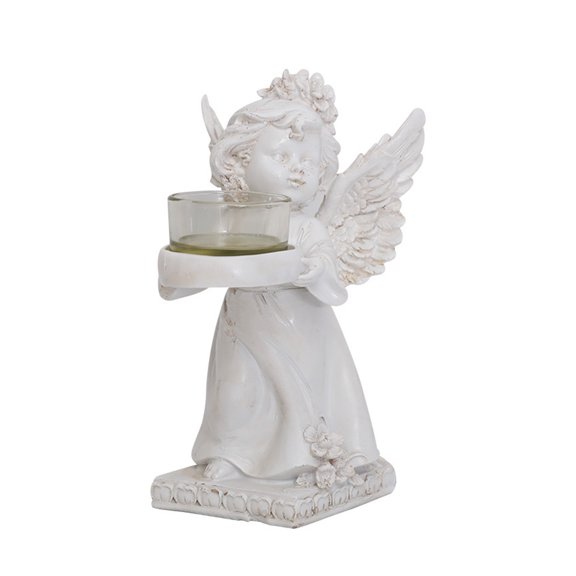 CIYISON Angel Figurine Candle Holder Resin Decorative Candlestick Ornament for Home Bedroom Living Room Decor