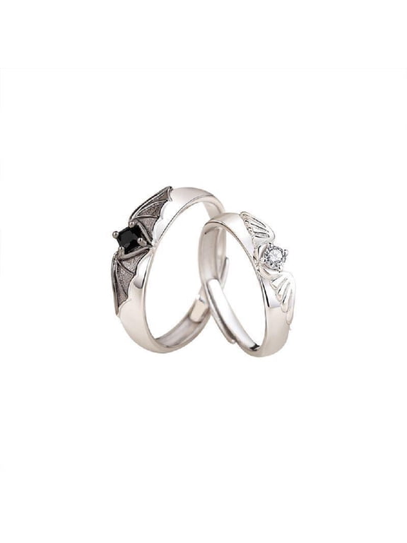 Angel and Devil Wing Couple Rings Alloy Adjustable Ring for Girlfriend Boyfriend