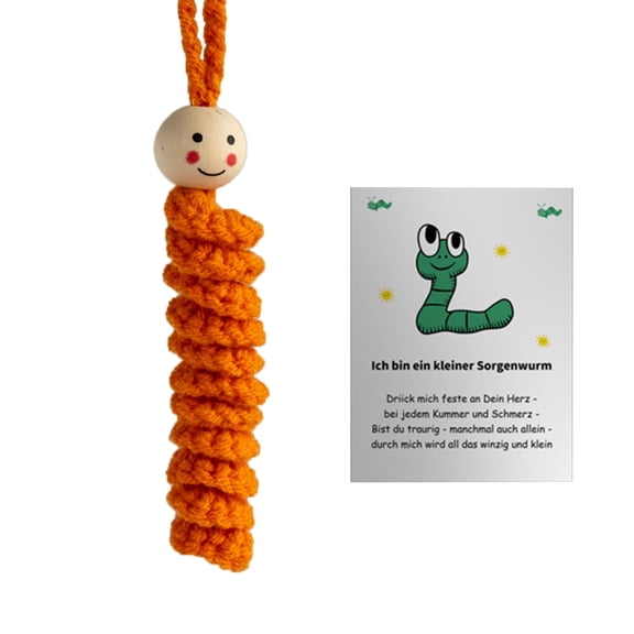 CIYISON Anxiety Release Sensory Toy Gift Crochet Worm Companions for Stress and Anxiety Release Handmade Gift Card Charm