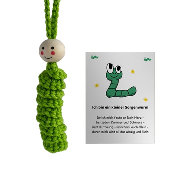 CIYISON Anxiety Release Sensory Toy Gift Crochet Worm Companions for Stress and Anxiety Release Handmade Gift Card Charm