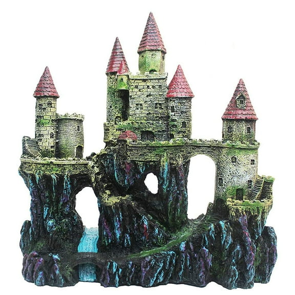 CIYISON Aquarium Resin Castle Decoration Fish for Tank Driftwood Castle Cave Hideouts