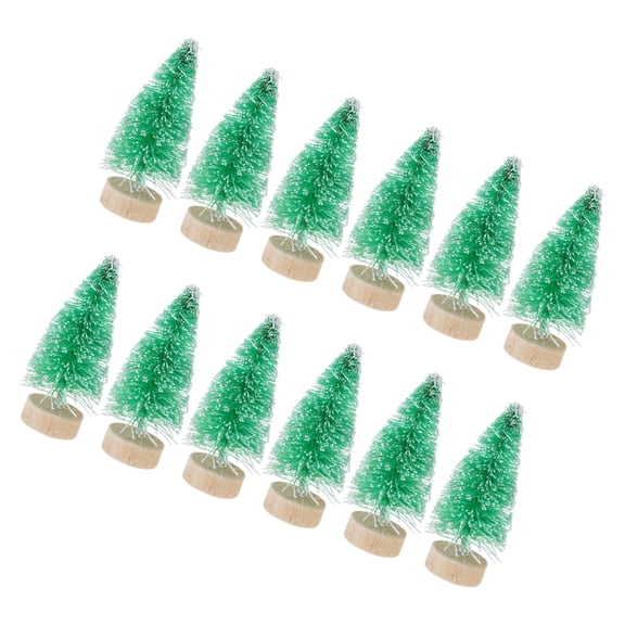 CIYISON Artificial White Snow Pine Tree Adornment 12pcs Desktop Decoration Supplies for Home Bedroom Living Room Decoration