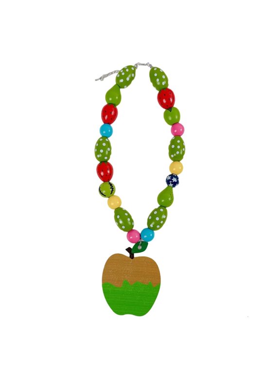 Artisanal Handcrafted Apples Bead Necklace Unique Dopamine Style Lightweight