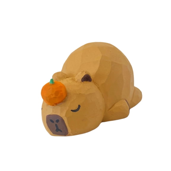 CIYISON Artistic Wood Capybara Figure Miniature Sculpture for Home Shelf Display
