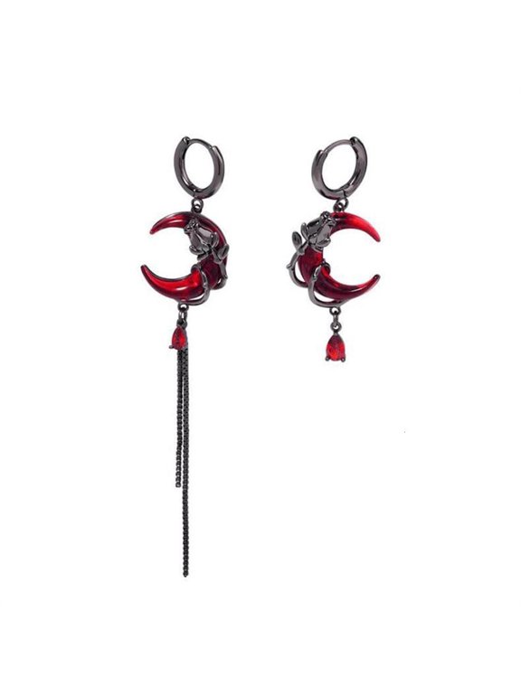 Asymmetrical Moon Drop Earrings Tassels Earrings Pendant Earrings Fashion Ear Jewelry Suitable for Various Occasion