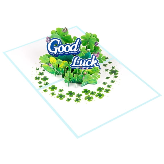 CIYISON Birthday Card 3D Clovers Popup Greetings Cards,Good Luck Popup Card with Note