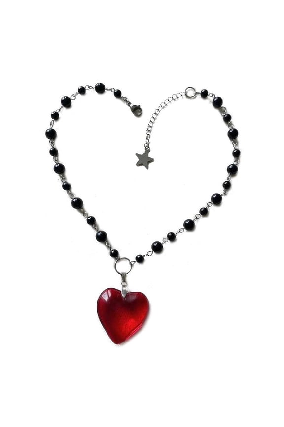 Black Preal Chain Choker Clavicle Chain Hyperbole Big Heart Necklace Jewelry