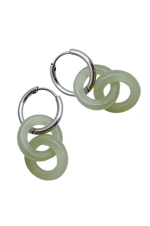 Blessing Jade Stone Earrings Peace Buckle Earwear Women Ear Rings Women Adorment