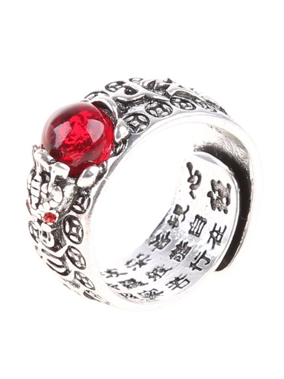 Buddhist Jewelry Ring Unisex Gift for Creative Exquisite Ring Dominant Pixiu Feng Shui Amulet Wealth Lucky Adjustable Ri