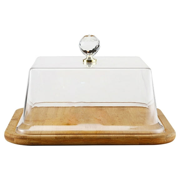 CIYISON Cake Display Platter Wood Cake Plate with Clear Lid for Home Baking and Party Use Cake Stand