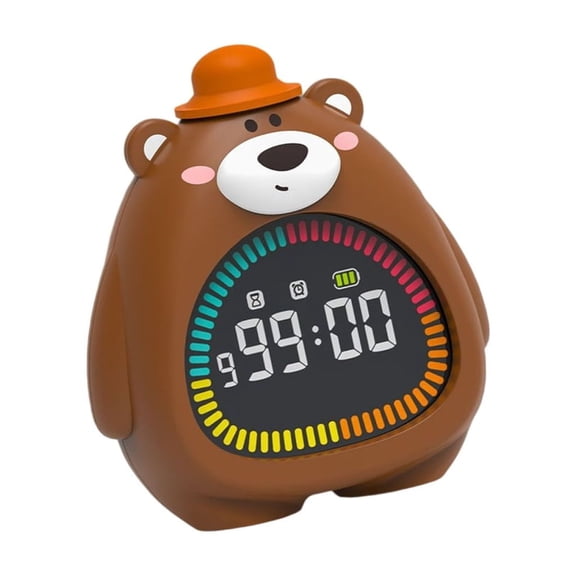 CIYISON Cartoon Bear Alarm Clock Ambients Light Timer 3 Alarms Rechargeable LED Display