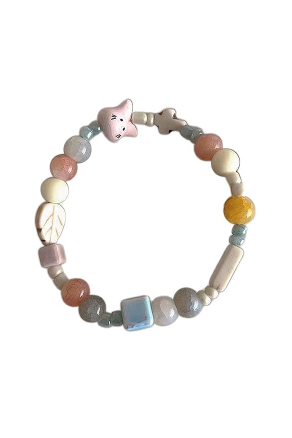 Cartoon Rabbit Handchain Jewelry for Women Elastic Rabbit Bead Bracelets Sweet