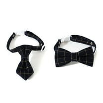 CIYISON Cat Christmas Costume Kitten Bowtie Collar Plaids Necktie Pet Accessories 2PCS