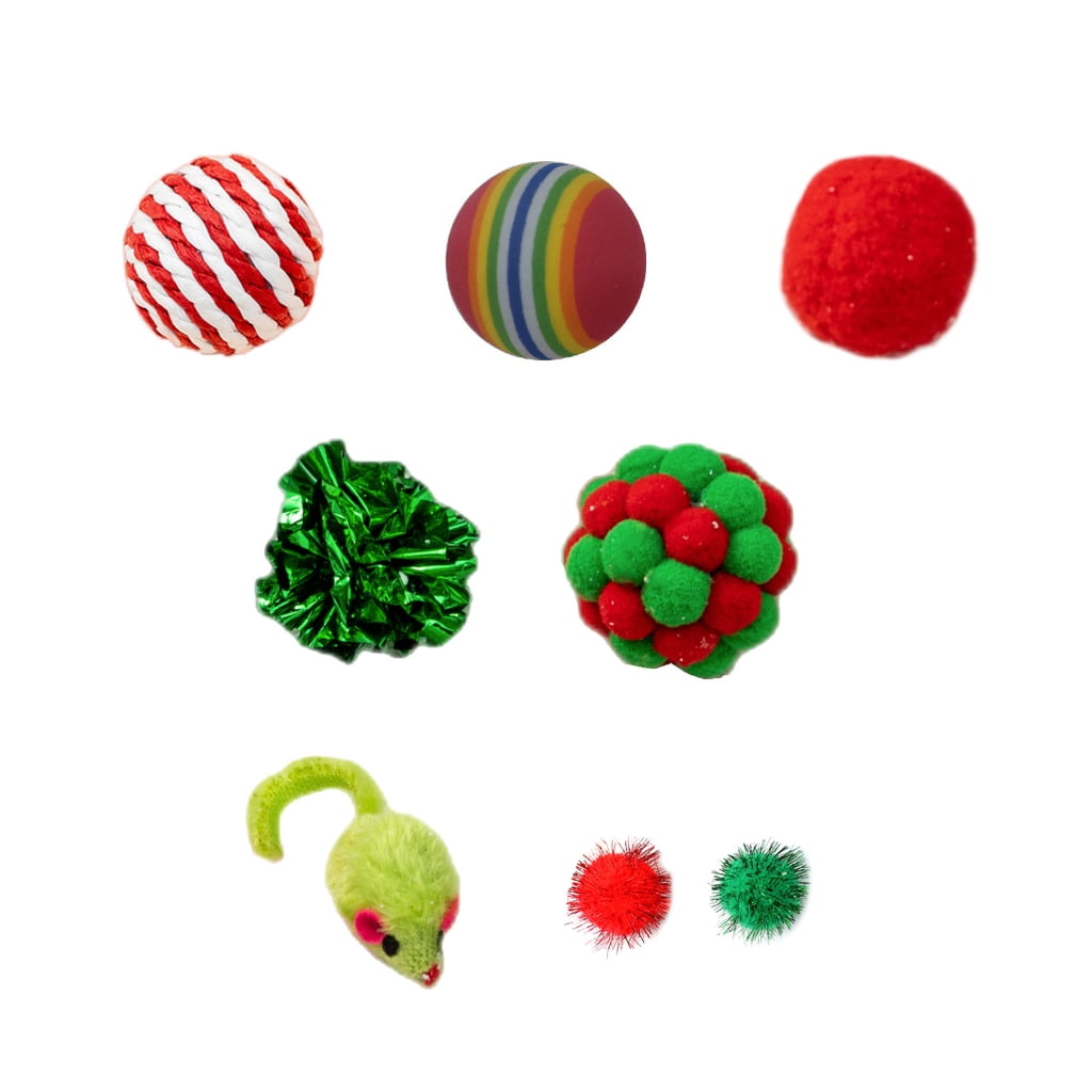 CIYISON Cat Teaser Toy with Colorful Balls Mouse Christmas Kitten ...