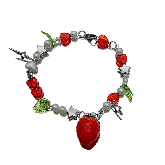 CIYISON Charming Strawberry Bracelet Wrist Jewelry Beaded Bracelet Alloy Material