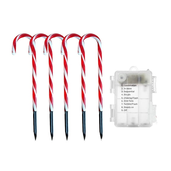 CIYISON Christmas Candy Cane Lights Set Led Solar or Battery Powered Light Landscape Lamp for Indoor Outdoor Garden Lawn Passage Courtyard Decoration Stake Lamps