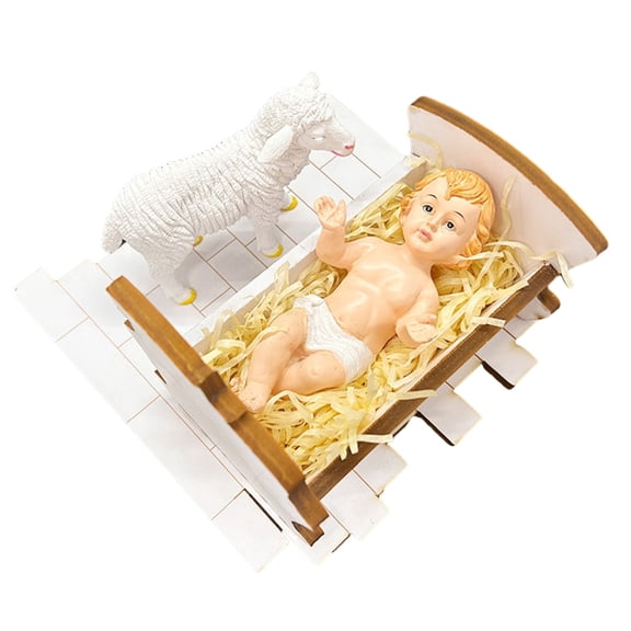 CIYISON Christmas Nativity Figurine LED Light Manger Scene Elegant Holy Figure