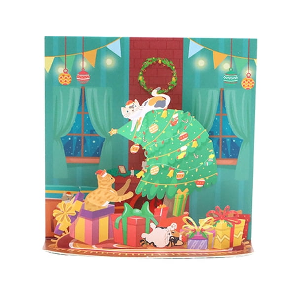 CIYISON Christmas Pop Up Card with Envelope 3D Holiday Greeting Card Present for Friends