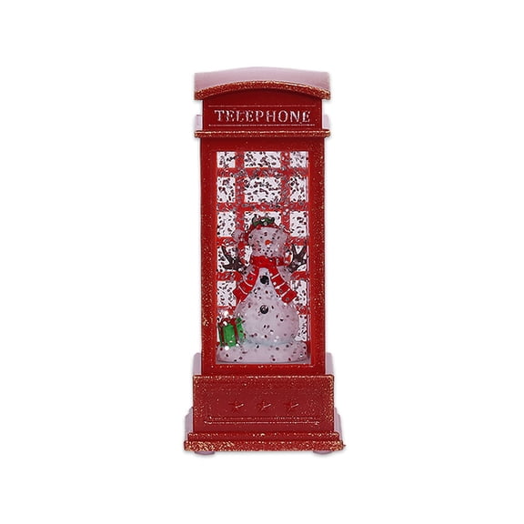 CIYISON Christmas Red Phone Booth Lantern Vintage Led Light Ornament Decor for Home Festival Birthday Party Background Decor