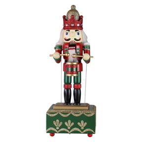 CIYISON Christmas Wood Music Box Nutcracker Soldier Ornament Bar Bookshelf Party Gift
