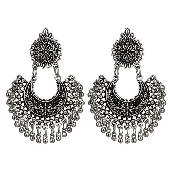 CIYISON Classic Metal Tassel Drop Earring Jhumka Indian Ethnic Bollywood Dangle Earrings