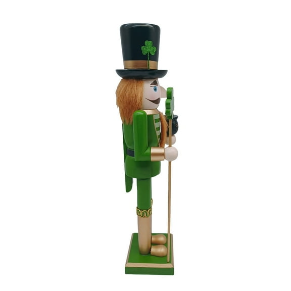 CIYISON Classical Wood Irish Nutcrackers Figures Green Shamrock Patricks Day Puppet 38cm
