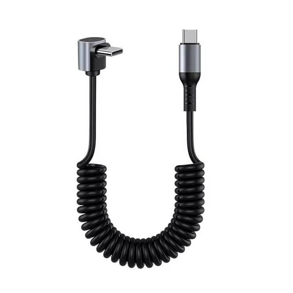 CIYISON Coiled Type C To Type C Elbow Cable Fast Charging and Data Transfer Extension