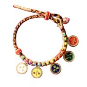 CIYISON Colorful Rope Bracelet Tibetan Thangka Bangle Five Way God of Wealth Handchain National Wind Peach Knot Wristwear