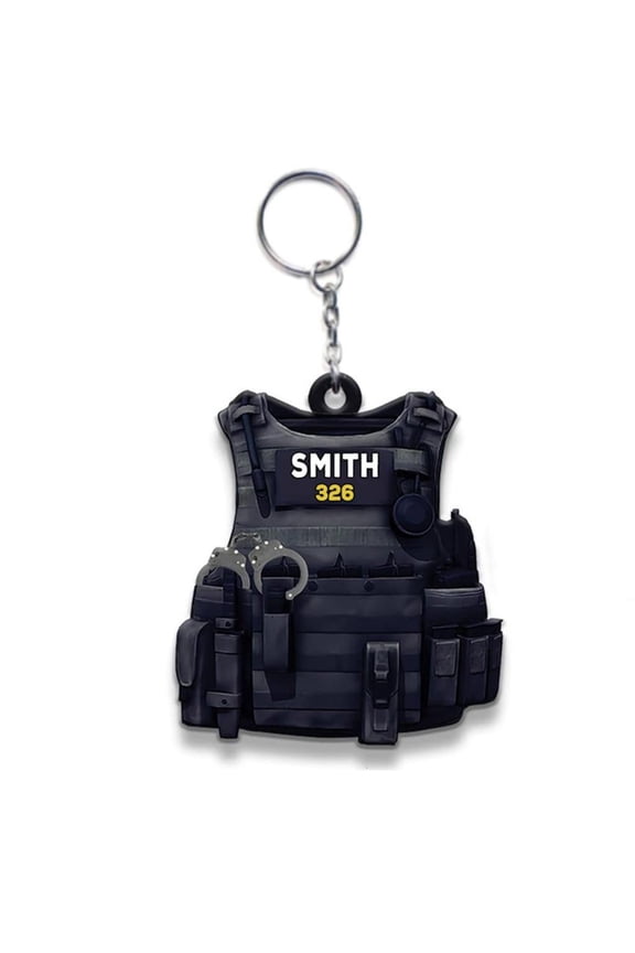 Creative-Polices-KeyChain Ornament Acrylic Graphics New Gift For Men Backpacks Pendant KeyRing Fashion Funny Key Chains