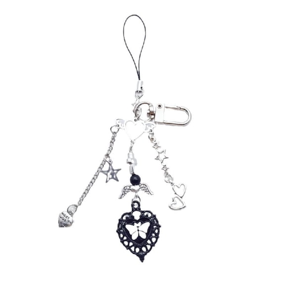 CIYISON Cross Heart Phone Lanyard Keyring Chain Anti-Lost Keychain Y2K Handbag Backpack
