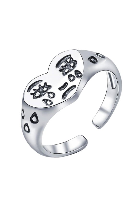 Crying Heart Emoticon Alloy Rings Sturdy Alloy Jewelry for Daily Casual Wear