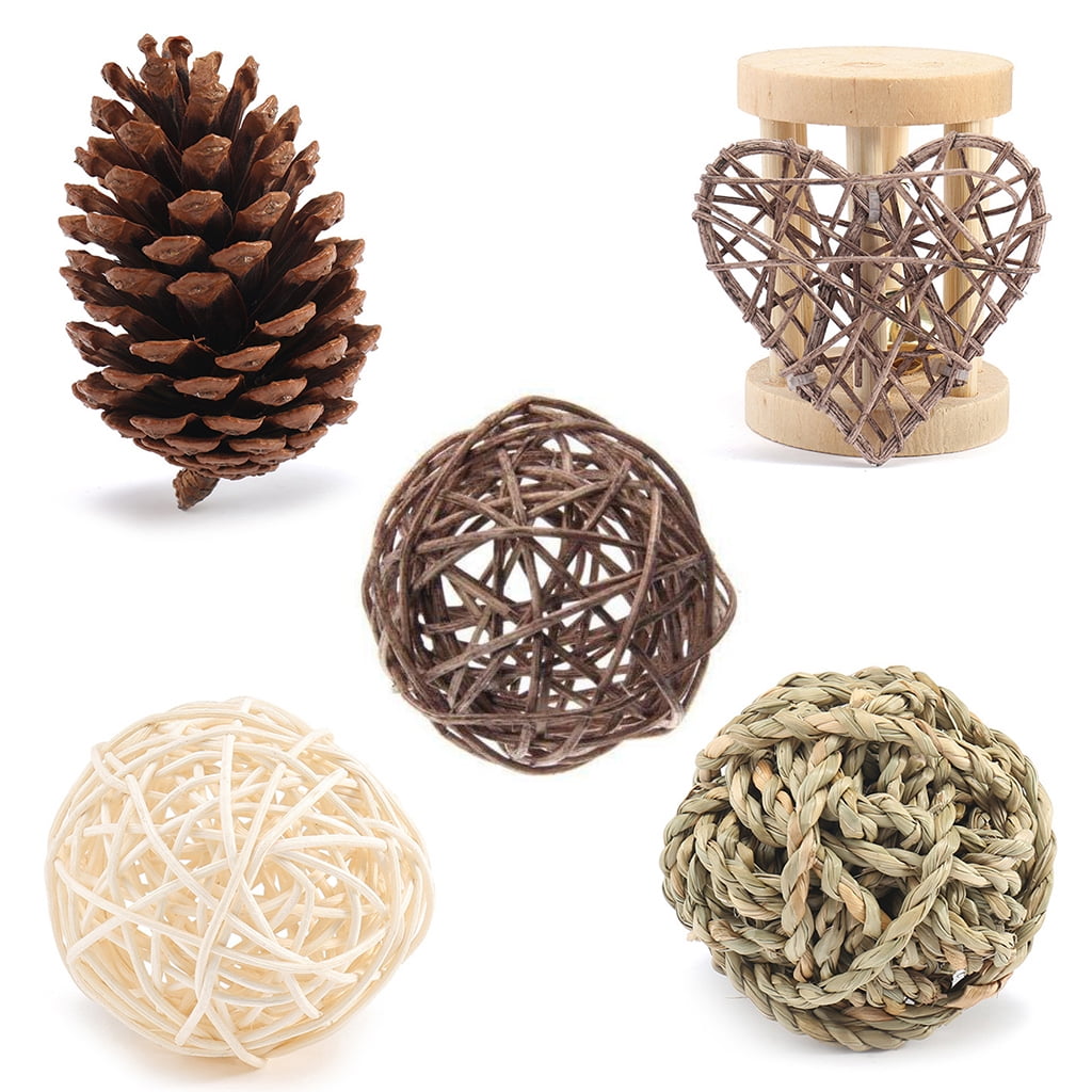 CIYISON Cute Ball Shape Rattan Hamster Chew Toy for Rat Gerbil Chinchilla Hedgehog 5x