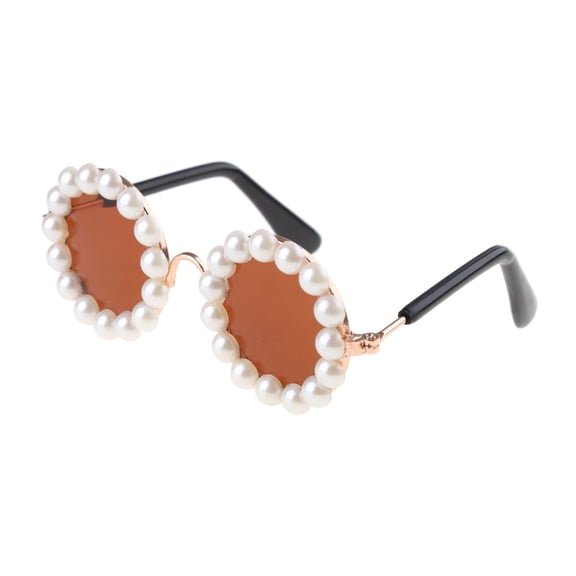 CIYISON Cute and Funny Pet Sunglasses Vintage Circular- Pearl Prince- Sunglasses for Cats or Small Dogs Photo Prop