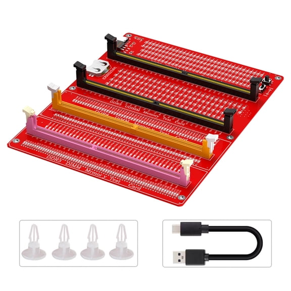 CIYISON DDR3/4/5 RDIMM/UDIMM Memory Tester with LED Indicator USB C Power Supply Test Button Computer DDR3/4/5 Memory Test Card
