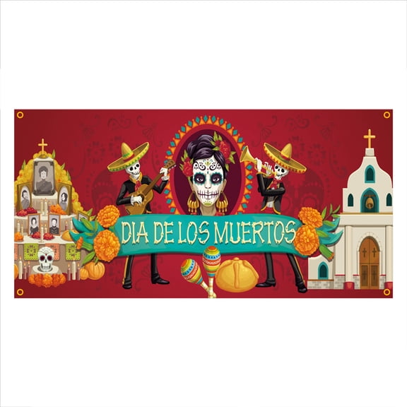 CIYISON Day of The Dead Mexican Festivals Flag Photography Backdrop for Banner Backgroun