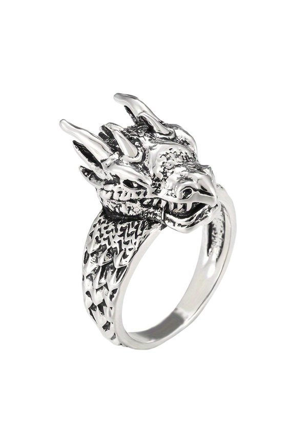 Delicate Dragons Head Rings Adornment For Men Sturdy Stainless Steel Jewelry
