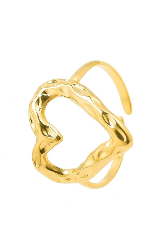 Delicate Open Heart Shaped Rings Unisex Stainless Steel Sweet Rings Accessory