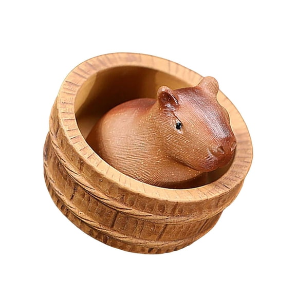 CIYISON Delicate Pet Artistic Sand Table Accent Cute Capybara Ornament Table Figure Distinctive Clay Capybara for Collector