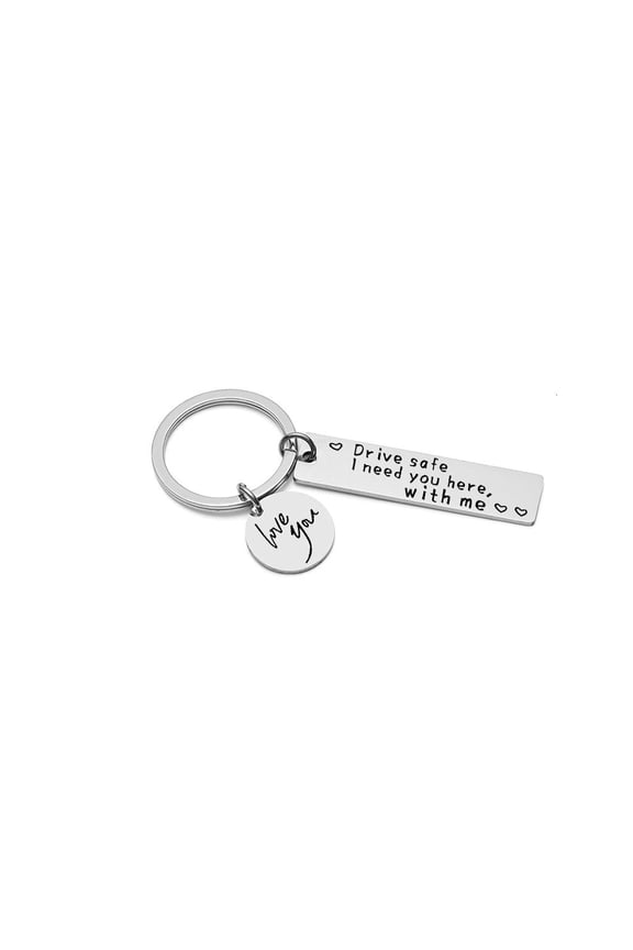 Driving Safety Keychain-Drive Safe I Need You Here with Me Black Keyring Birthday Valentine's Day Gift for Boyfriend