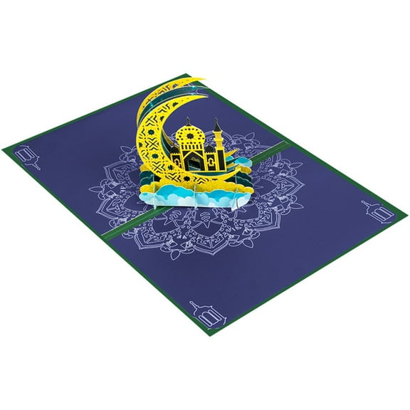 CIYISON Elegant Eid Moon Greeting Card Intricate Designed Handmade Paper Carving Festival Blessing Card Gift for Eid Celebration