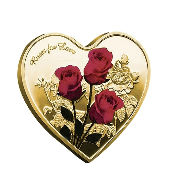 CIYISON Elegant Heart Shaped Metal Coins Special Occasion Keepsakes with Different Meaningful Love Tokens Rose Decoration Supply