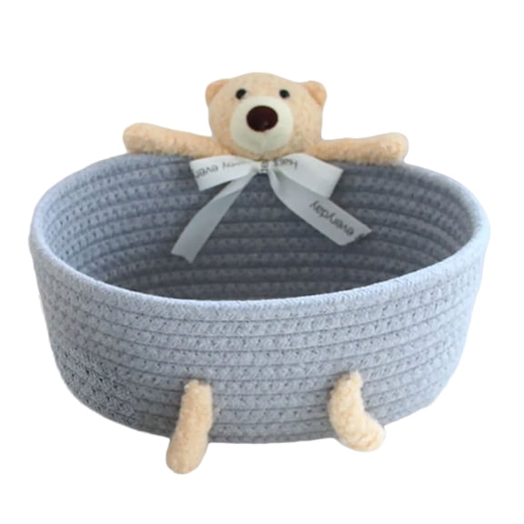 CIYISON Elegant Knitted Storage Bin with Rabbit and Bear Patterns for Household Items
