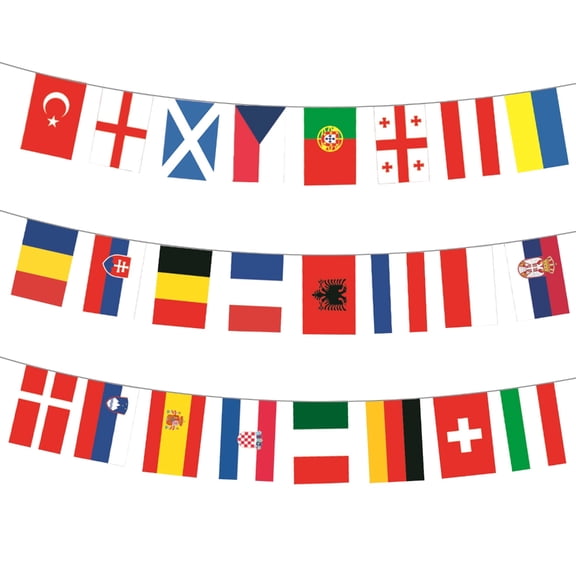 CIYISON European Cup 2024 Football Party Fabric Flags 24 Countries Bunting String Flags