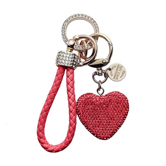 CIYISON Exquisite Studded Heart Keychain Handmade Polymer Clay Car Accessory