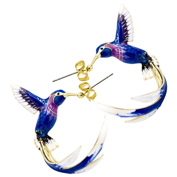CIYISON Eye Catching Hummingbird Shaped Earrings, Enamel Crafted Fashion Accessory