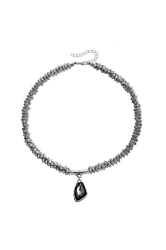 Faceted Geometric Cut Alloy Pendant Necklace Shimmering Reflective Chain Jewelry For Women Gift