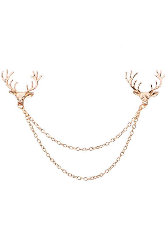 Fashion Fringe Chain Antler Brooch accessories Unique Lapel Pin Badge Men' Shirt Collar Pins Luxulry Jewelry Brooches